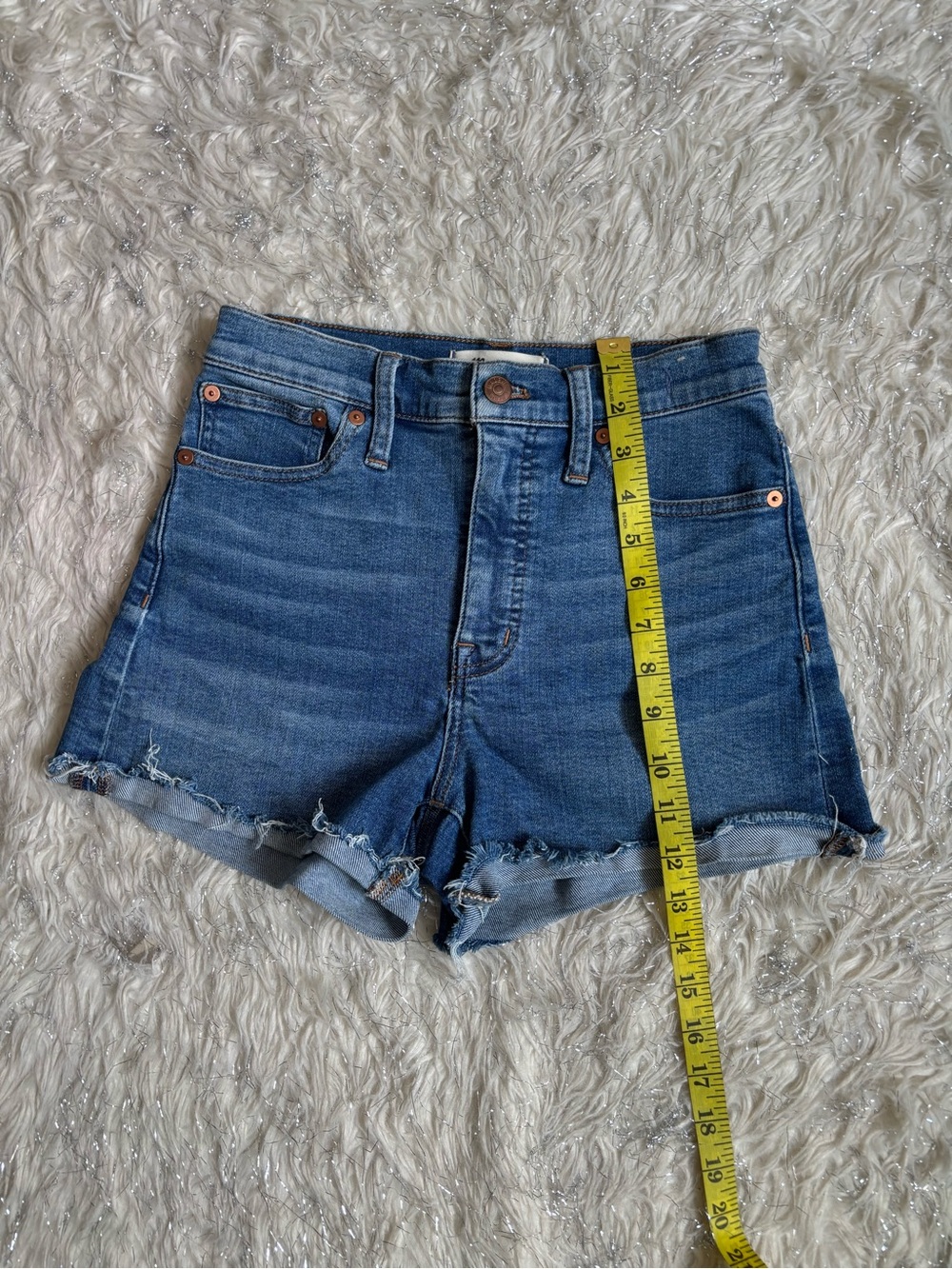 High-Rise Denim Shorts - Blue - Picture 6 of 10